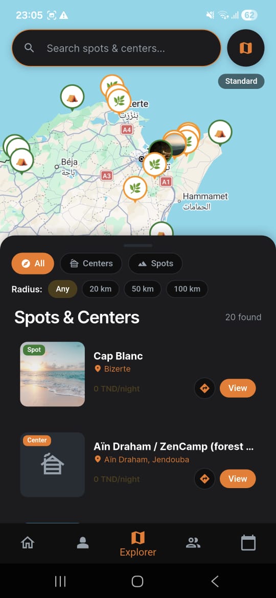 Centers map view